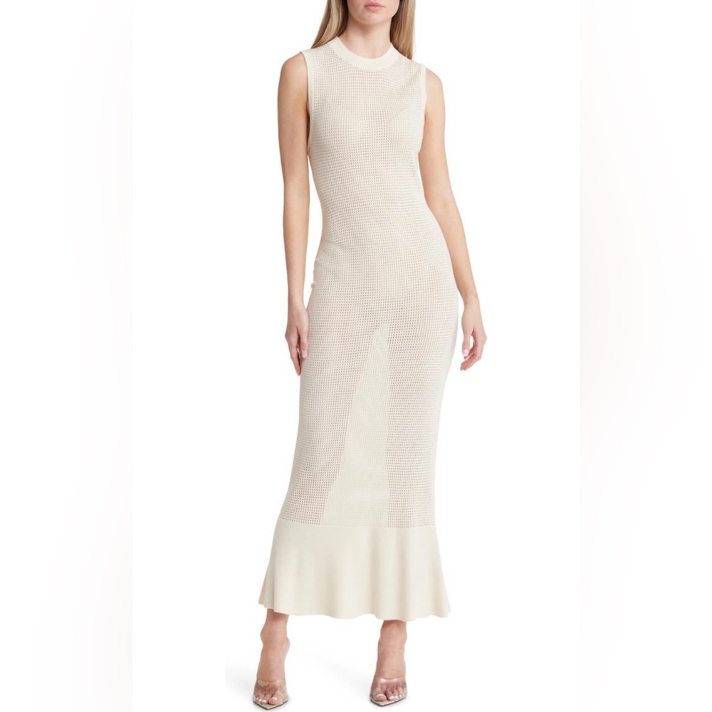 Open Edit | Nordstrom | sheer open knit midi sweater dress